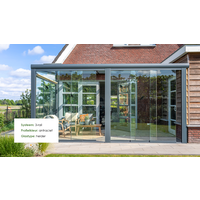 Glazen schuifwand antraciet - Helder glas - 6 railsysteem tot 603 cm breed