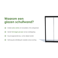 Glazen schuifwand antraciet - Helder glas - 6 railsysteem tot 603 cm breed