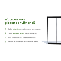 Glazen schuifwand antraciet - Helder glas - 6 railsysteem tot 573 cm breed