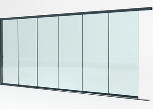 6 rail tot 477 cm breed - Antraciet met helder glas - 82cm glas