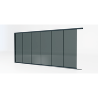 Glazen schuifwand antraciet - Getint glas - 6 railsysteem tot 603 cm breed