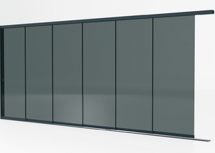 6 rail tot 603 cm breed - Antraciet met getint glas - 103cm glas