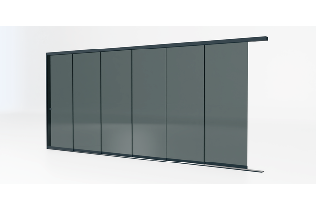 Glazen schuifwand antraciet - Getint glas - 6 railsysteem tot 603 cm breed