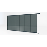 Glazen schuifwand antraciet - Getint glas - 6 railsysteem tot 525 cm breed