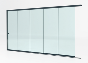 5 rail tot 438 cm breed - Antraciet met helder glas - 90cm glas