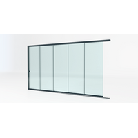 Glazen schuifwand antraciet - Helder glas - 5 railsysteem tot 398 cm breed