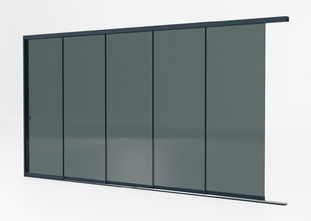 5 rail tot 478 cm breed - Antraciet met getint glas - 98cm glas