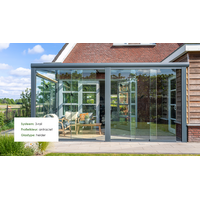 Glazen schuifwand antraciet - Getint glas - 5 railsysteem tot 478 cm breed Glazen schuifwand antraciet - Getint glas - 5 railsysteem tot 478 cm breed