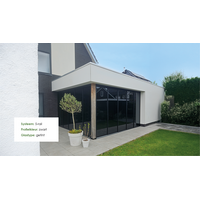 Glazen schuifwand antraciet - Getint glas - 5 railsysteem tot 438 cm breed Glazen schuifwand antraciet - Getint glas - 5 railsysteem tot 438 cm breed