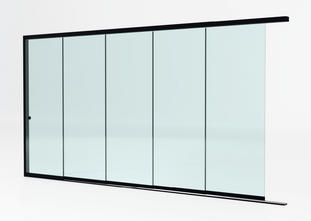 5 rail tot 503 cm breed - Zwart met helder glas - 103cm glas