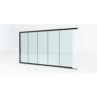 Glazen schuifwand zwart - Helder glas - 5 railsysteem tot 398 cm breed