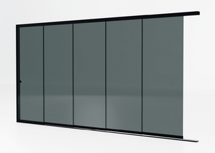 5 rail tot 503 cm breed - Zwart met getint glas - 103cm glas