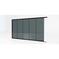 Glazen schuifwand zwart - Getint glas - 5 railsysteem tot 398 cm breed