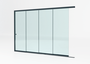 4 rail tot 383 cm breed - Antraciet met helder glas - 98cm glas