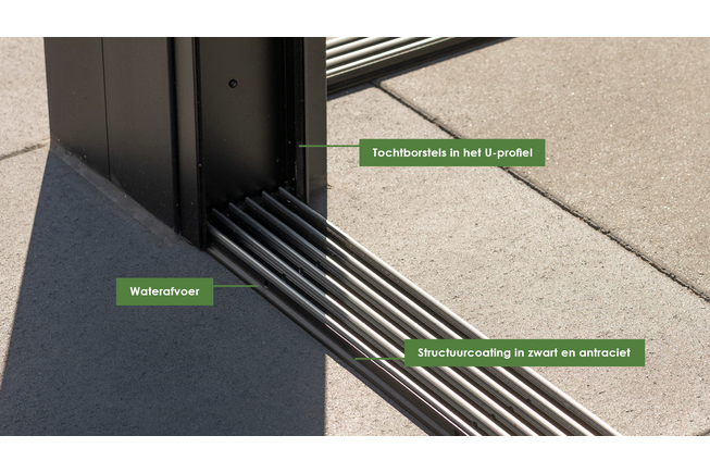 Glazen schuifwand antraciet - Helder glas - 4 railsysteem tot 319 cm breed