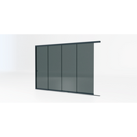Glazen schuifwand antraciet - Getint glas - 4 railsysteem tot 351 cm breed