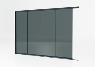 4 rail tot 351 cm breed - Antraciet met getint glas - 90cm glas