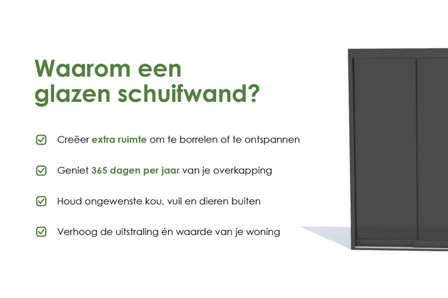 Glazen schuifwand antraciet - Getint glas - 4 railsysteem tot 351 cm breed