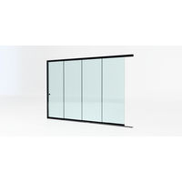 Glazen schuifwand zwart - Helder glas - 4 railsysteem tot 383 cm breed