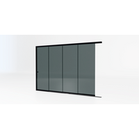 Glazen schuifwand zwart - Getint glas - 4 railsysteem tot 319 cm breed Glazen schuifwand zwart - Getint glas - 4 railsysteem tot 319 cm breed