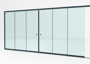 Lange 3 rail met 6 glaspanelen tot 578 cm breed - Antraciet met helder glas - 98cm glas