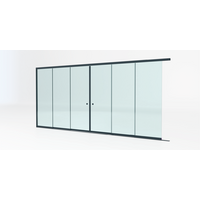 Glazen schuifwand antraciet - Helder glas - Lange 3 rail met 6 glaspanelen tot 530 cm breed