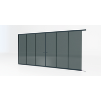 Glazen schuifwand antraciet - Getint glas - Lange 3 rail met 6 glaspanelen tot 578 cm breed Glazen schuifwand antraciet - Getint glas - Lange 3 rail met 6 glaspanelen tot 578 cm breed