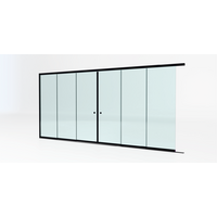 Glazen schuifwand zwart - Helder glas - Lange 3 rail met 6 glaspanelen tot 482 cm breed