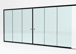 Lange 3 rail met 6 glaspanelen tot 482 cm breed - Zwart met helder glas - 82cm glas