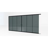 Glazen schuifwand zwart - Getint glas - Lange 3 rail met 6 glaspanelen tot 482 cm breed