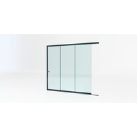 Glazen schuifwand antraciet - Helder glas - 3 railsysteem tot 288 cm breed Glazen schuifwand antraciet - Helder glas - 3 railsysteem tot 288 cm breed