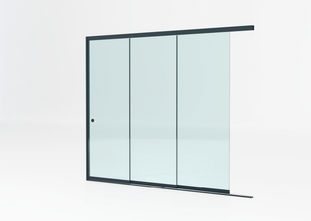 3 rail tot 264 cm breed - Antraciet met helder glas - 90cm glas