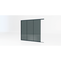 Glazen schuifwand antraciet - Getint glas - 3 railsysteem tot 240 cm breed Glazen schuifwand antraciet - Getint glas - 3 railsysteem tot 240 cm breed