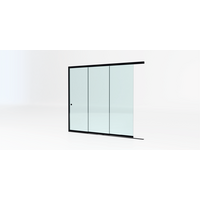 Glazen schuifwand zwart - Helder glas - 3 railsysteem tot 264 cm breed