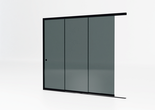 3 rail tot 240 cm breed - Zwart met getint glas - 82cm glas