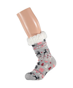 Dames Home Socks Kerst Huissokken Grijs