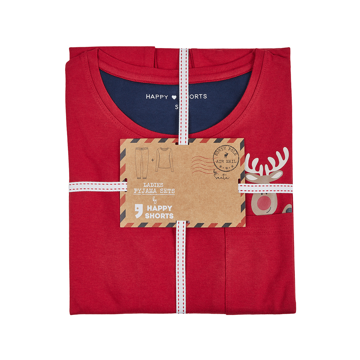 Happy Shorts Dames Kerst Pyjama Shirt + Broek Rudolf | Underwear District