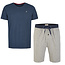 Phil & Co Phil & Co Shortama Heren Korte Pyjama Katoen Blauw - Grijs