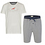 Phil & Co Phil & Co Shortama Heren Korte Pyjama Katoen Wit - Grijs