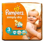 Voordeeldrogisterij Pampers Baby Luiers - Simply Dry Maat 3 30 stuks aanbieding