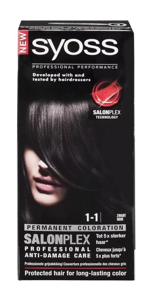 Syoss Permanent Coloration Haarverf - 1-1 Zwart - Voordeeldrogisterij