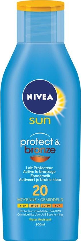 Voordeeldrogisterij Nivea Sun Zonnemelk - Protect & Bronze - SPF20 - 200 Ml aanbieding