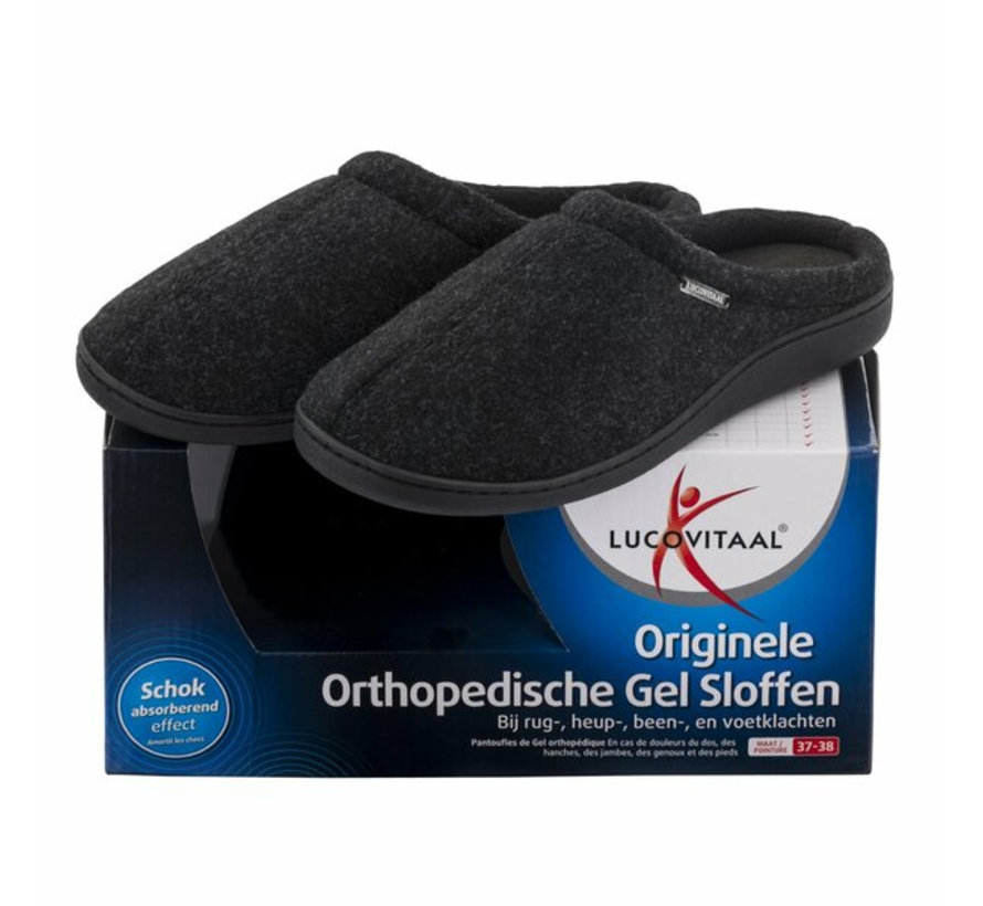 Lucovitaal Orthopedische Gel Sloffen Zwart - Maat 38-39 -  Voordeeldrogisterij