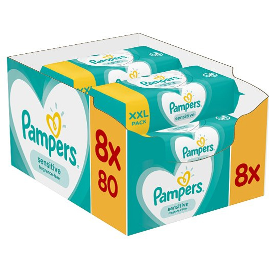 Voordeeldrogisterij Pampers Wipes Sensitive Baby Wipes Grootverpakking 640 stuks aanbieding