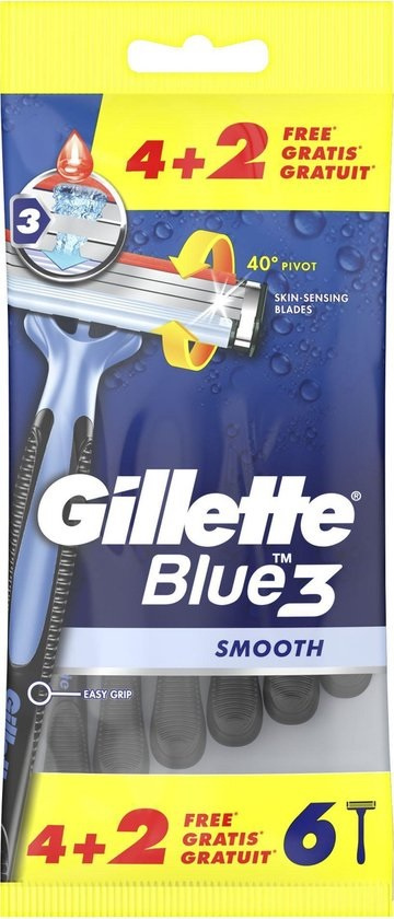 Voordeeldrogisterij Gillette Blue3 Wegwerpmesjes Mannen Smooth - 4+2 stuks aanbieding