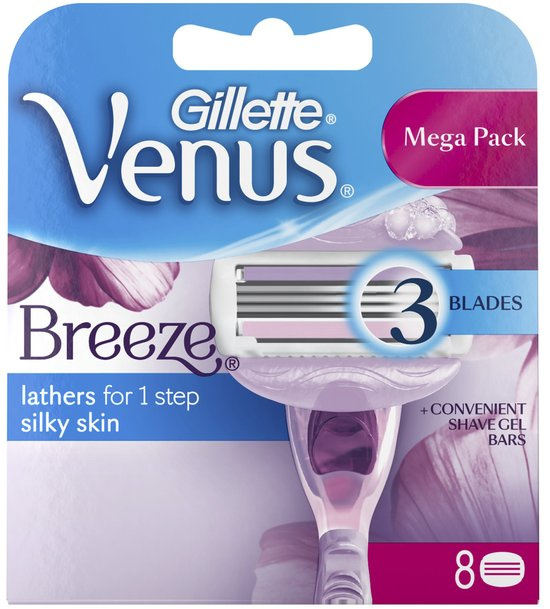 Voordeeldrogisterij Gillette Women Scheermesjes Venus Breeze - 8 Stuks aanbieding