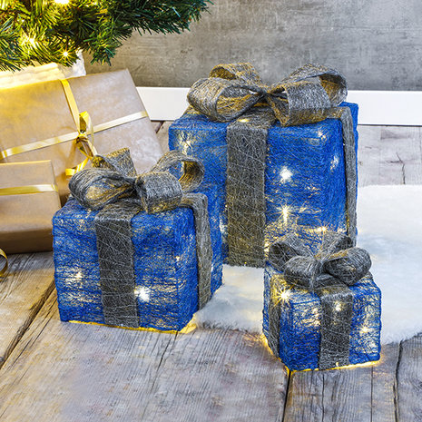 rok Verrast zijn Fantastisch Premium Set Van 3 Cadeautjes Voor Decoratie - Blauw - Voordeeldrogisterij