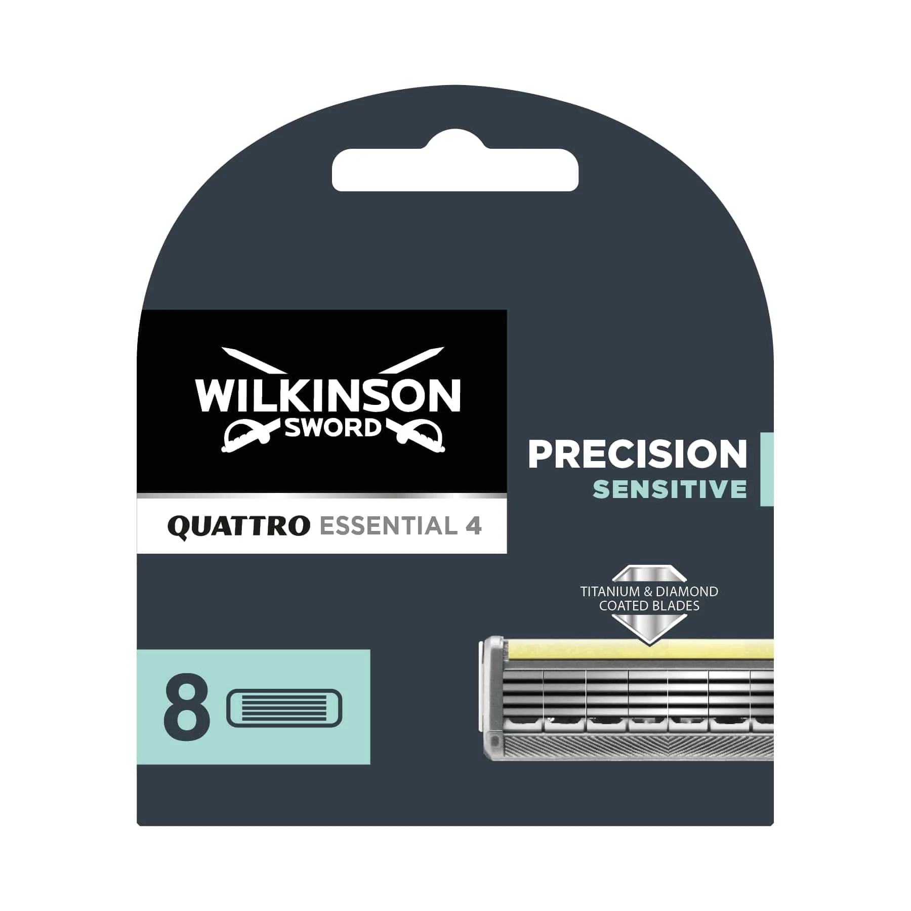 Voordeeldrogisterij Wilkinson Sword Quattro Titanium Sensitive Scheermesjes - 8 stuks aanbieding