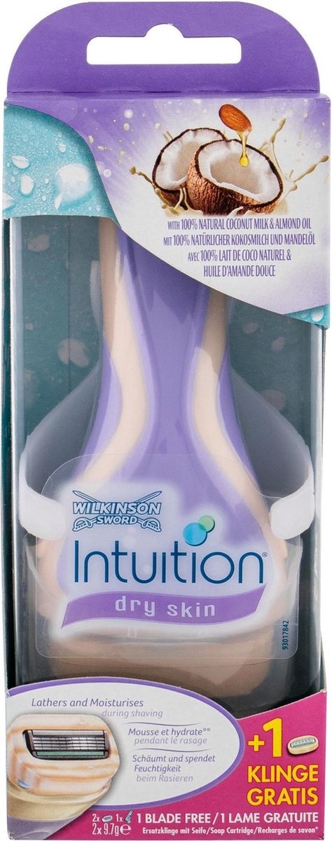 Voordeeldrogisterij Wilkinson Intuition Dry Skin Cocos & Almond - houder + 1 Extra Scheermes aanbieding