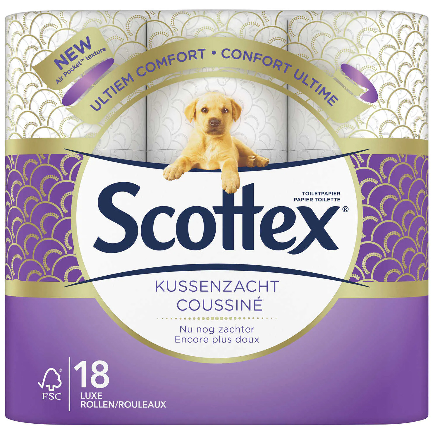 Voordeeldrogisterij Scottex kussenzacht toiletpapier 3 lagen - 18 rollen aanbieding